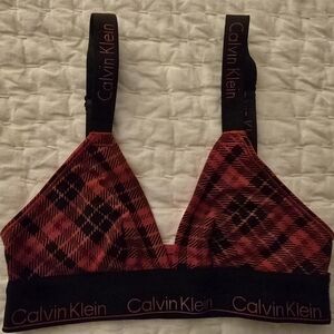 Calvin Klein Black and Red Checkered Bra